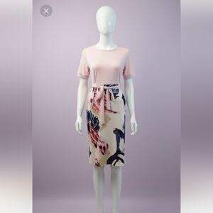 KISSMODA Women's Bodycon Elegant Pencil Dress With Belt Large